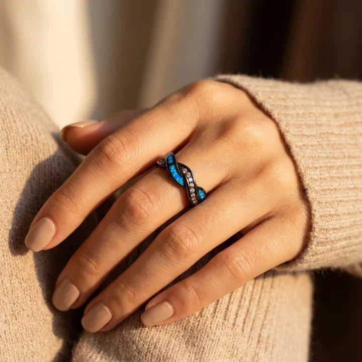 Silver twisted inlay ring